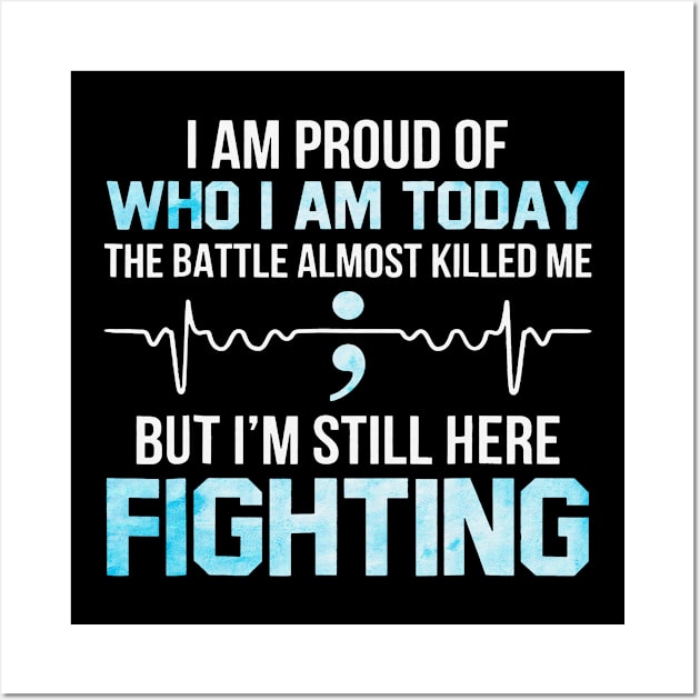 The Battles Almost Killed Me I Am Still Here Fighting Trisomy 18 Awareness Light Blue Ribbon Warrior Wall Art by celsaclaudio506